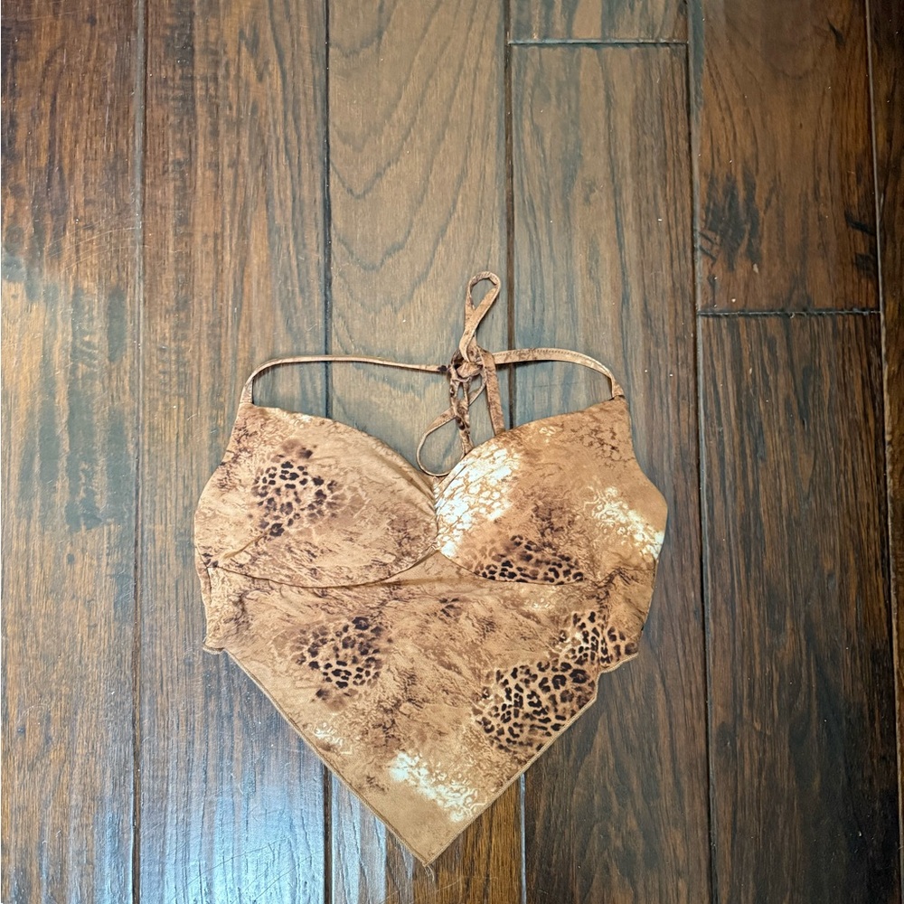 Leopard Print Halter Top - Brown